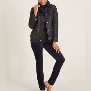 NWT Chico’s Foil Blue and Gold Tweed Jacket Size M